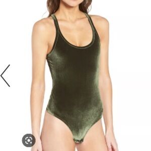 NWT Madewell Velvet Racerback Bodysuit Green - Size S